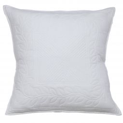 Vine Leaves Quilted Pillow Cover - White